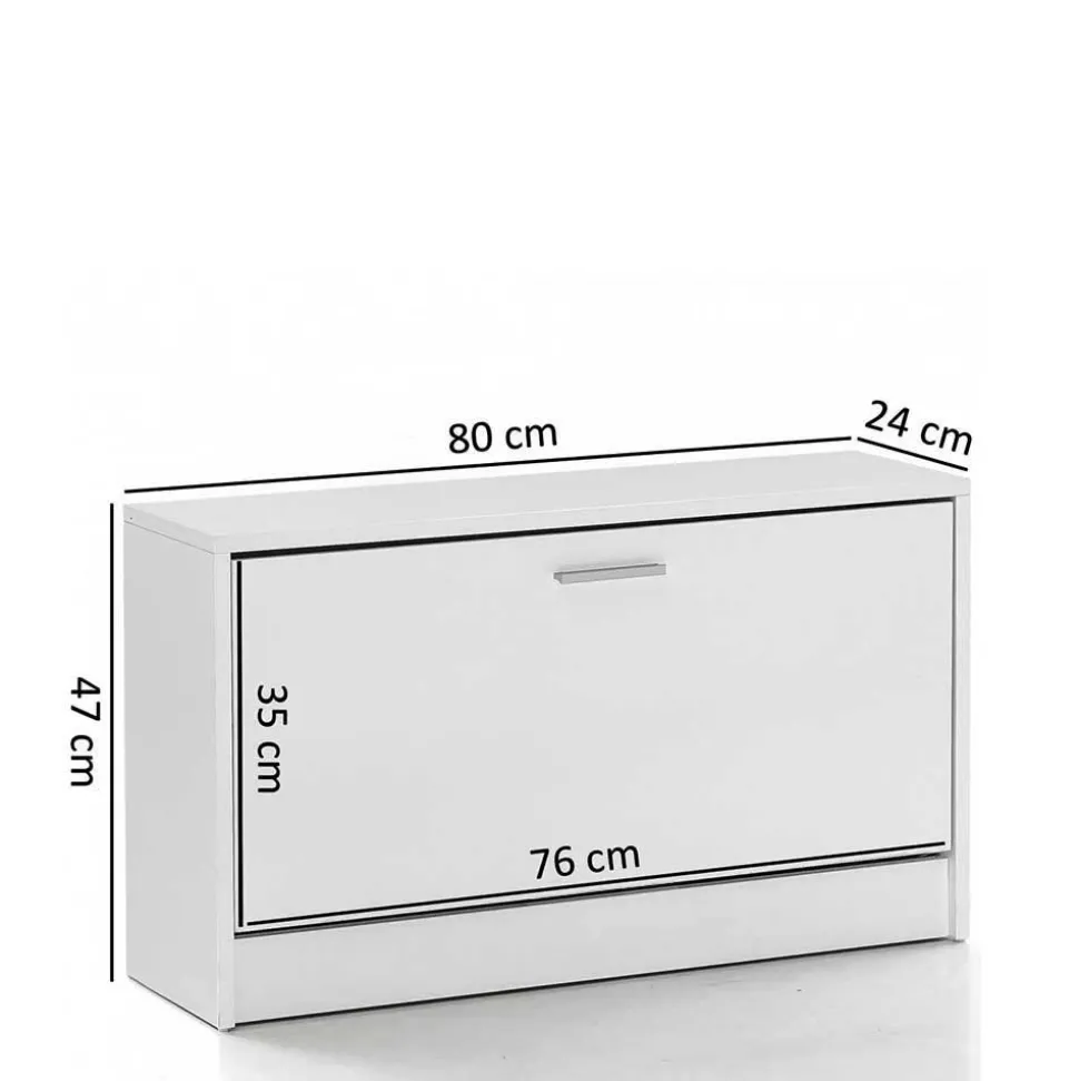 Günstige Schuhbank in Weiß mit Klappe Same 80 cm breit