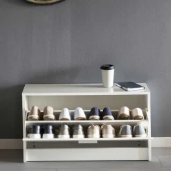 Günstige Schuhbank in Weiß mit Klappe Same 80 cm breit