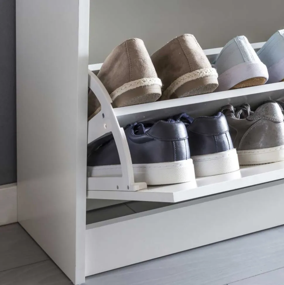 Günstige Schuhbank in Weiß mit Klappe Same 80 cm breit