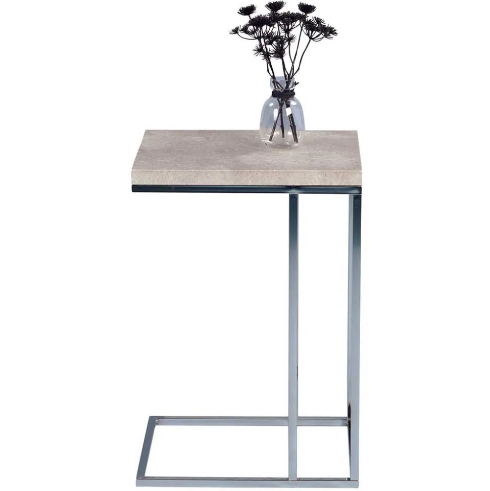 Günstiger Beistelltisch mit Betonoptik Lady & Metallgestell verchromt