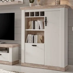 Günstiges Highboard im Scandi Chic Nedita in Weiß