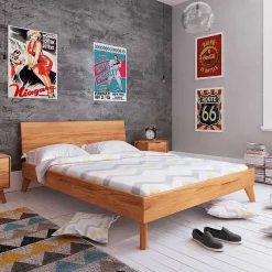 Günstiges Kernbuche Bett aus Massivholz - Junola