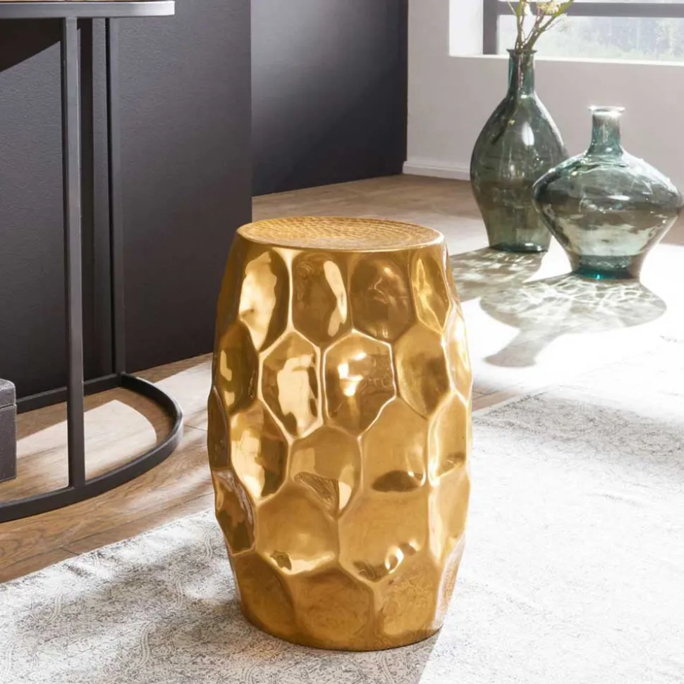 Gold lackierter Metalltisch 30x47x30 - Susepa