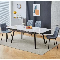 Graue Esszimmerstühle aus Samt - Epos (4er Set)