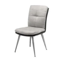 Graue Esszimmerstühle Casalin mit Edelstahl Gestell (2er Set)