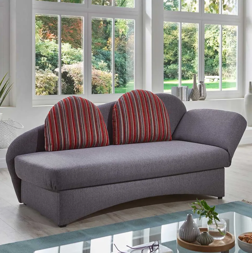 Graue Federkern Schlafcouch mit Bettkasten - Langos