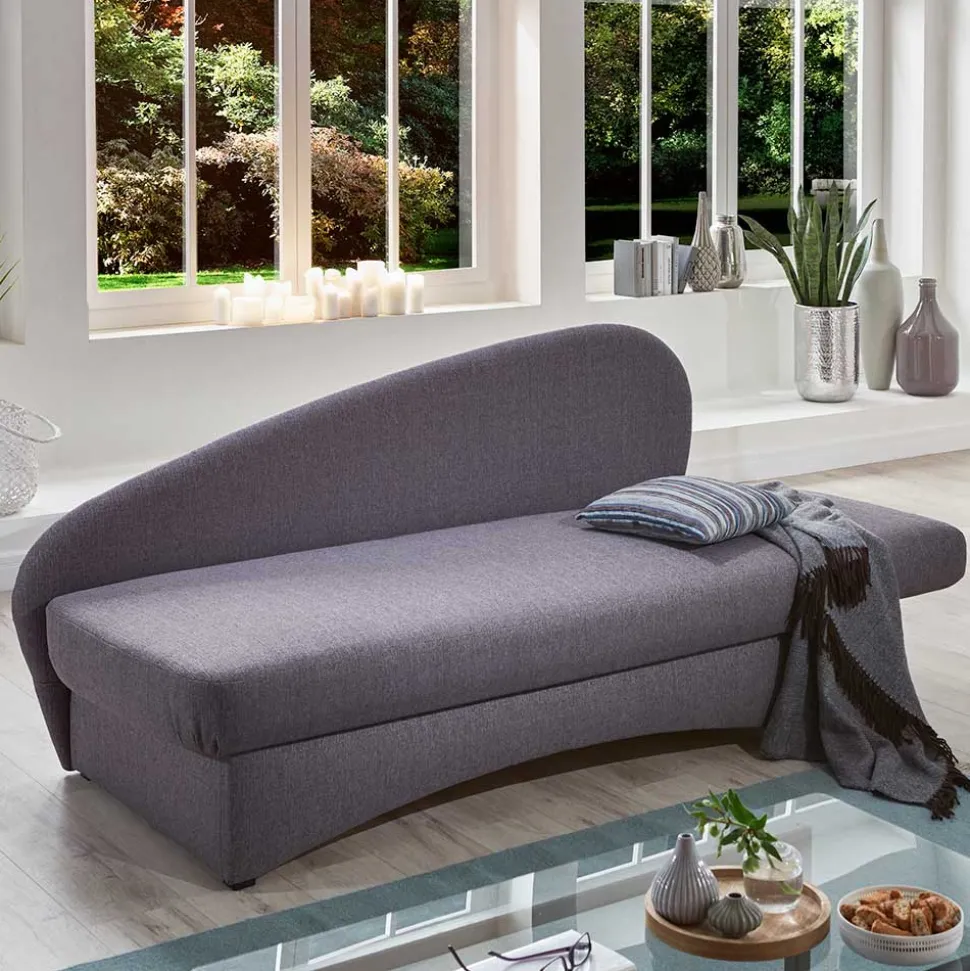 Graue Federkern Schlafcouch mit Bettkasten - Langos