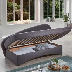 Graue Federkern Schlafcouch mit Bettkasten - Langos