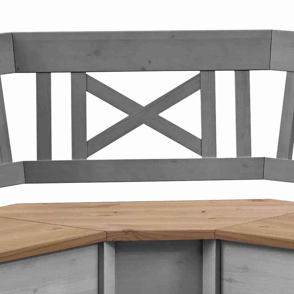 Graue Holz Eckbank Jytte mit Truhe