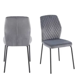Graue Samtstühle mit Gestell aus Metall - Sharkas (2er Set)
