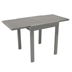 Grauer Balkontisch Quinn aus Glas & Alu