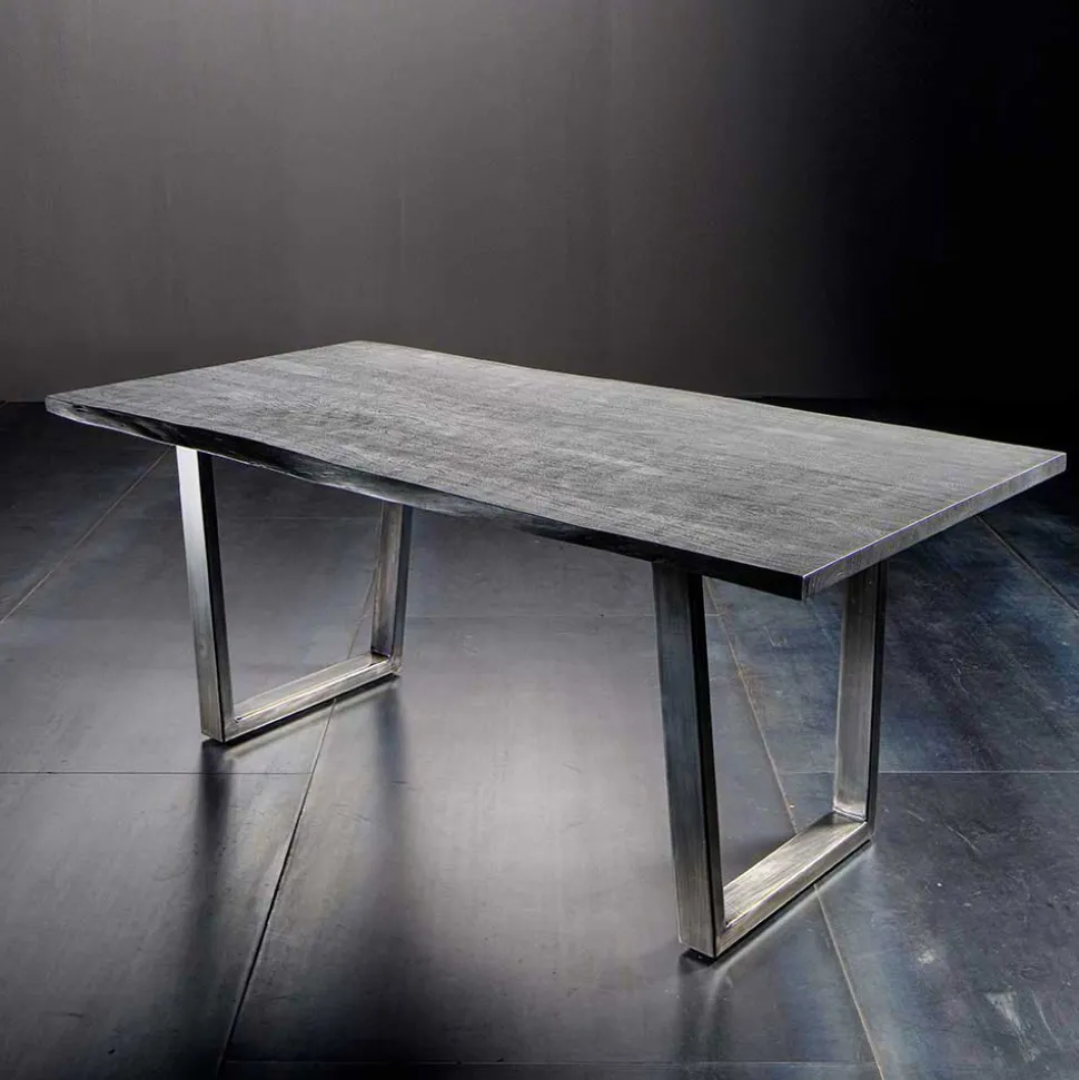 Grauer Baumkanten Esstisch Risa im Loft Style