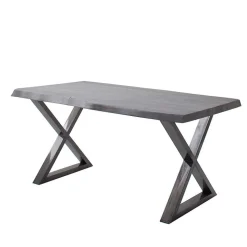 Grauer Naturkantentisch mit X-Beinen - Tyrelia