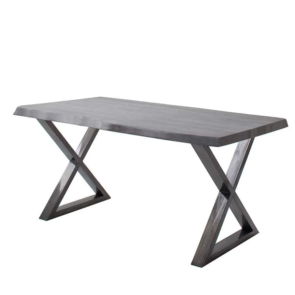 Grauer Naturkantentisch mit X-Beinen - Tyrelia