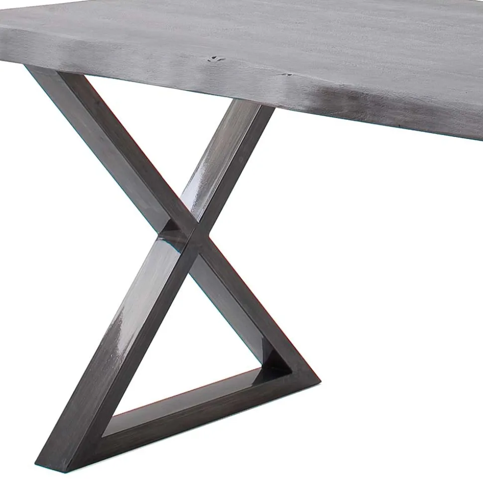 Grauer Naturkantentisch mit X-Beinen - Tyrelia
