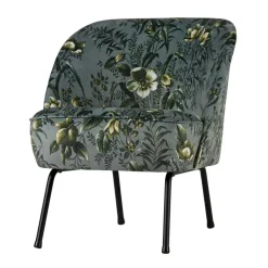 Grauer Polstersessel mit Blumen Muster Melissa im Retro Look