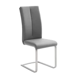 Grauer Polsterstuhl für den Esstisch Cimbaly mit Schwinggestell (4er Set)