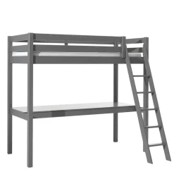 Graues Hochbett mit Schreibtisch Arbeitsplatz - Tollow