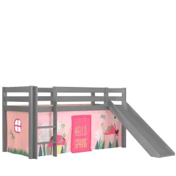 Graues Kinderzimmer Hochbett mit Rutsche - Eldrida