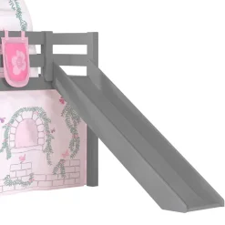 Graues Mädchen-Hochbett mit Rutsche - Borgio