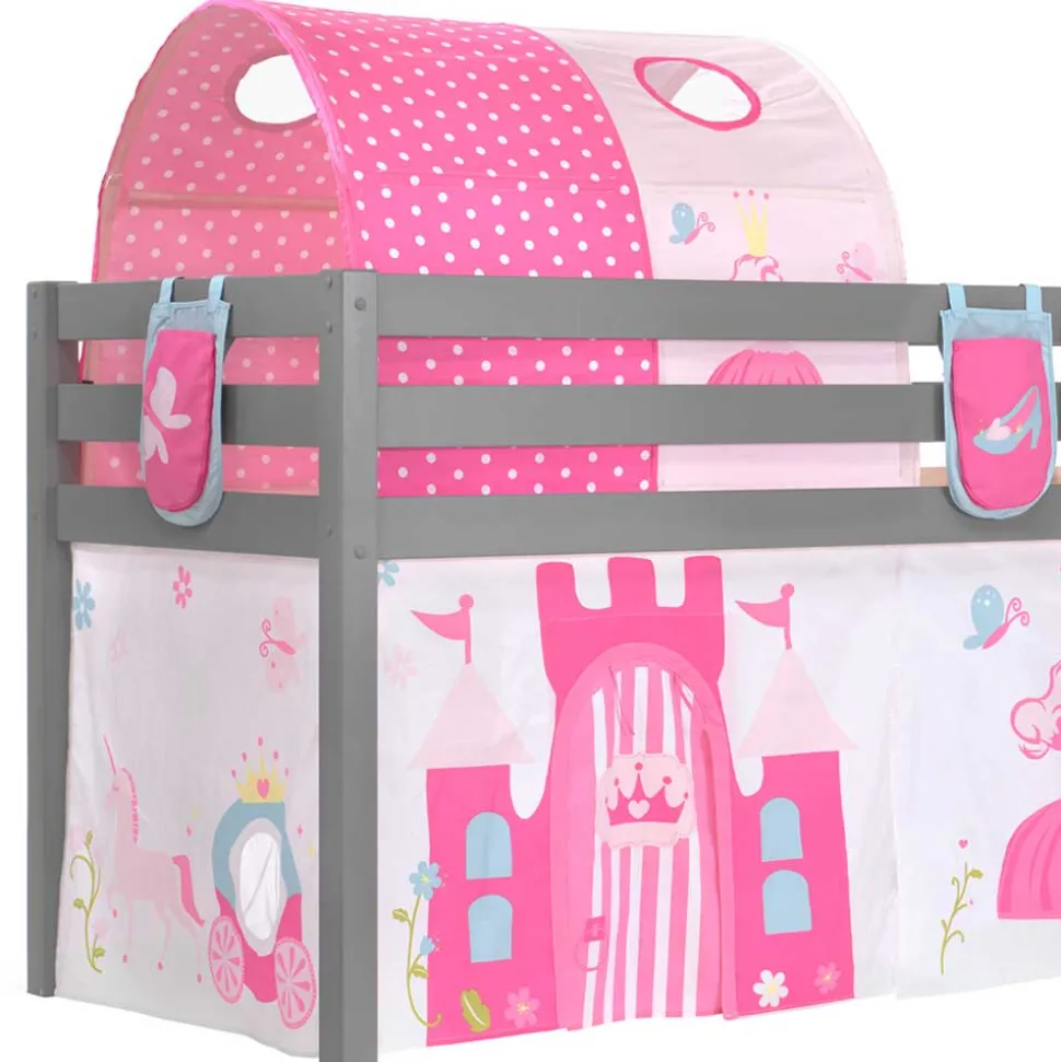 Graues Prinzessin Hochbett mit Tunnel - Lasito