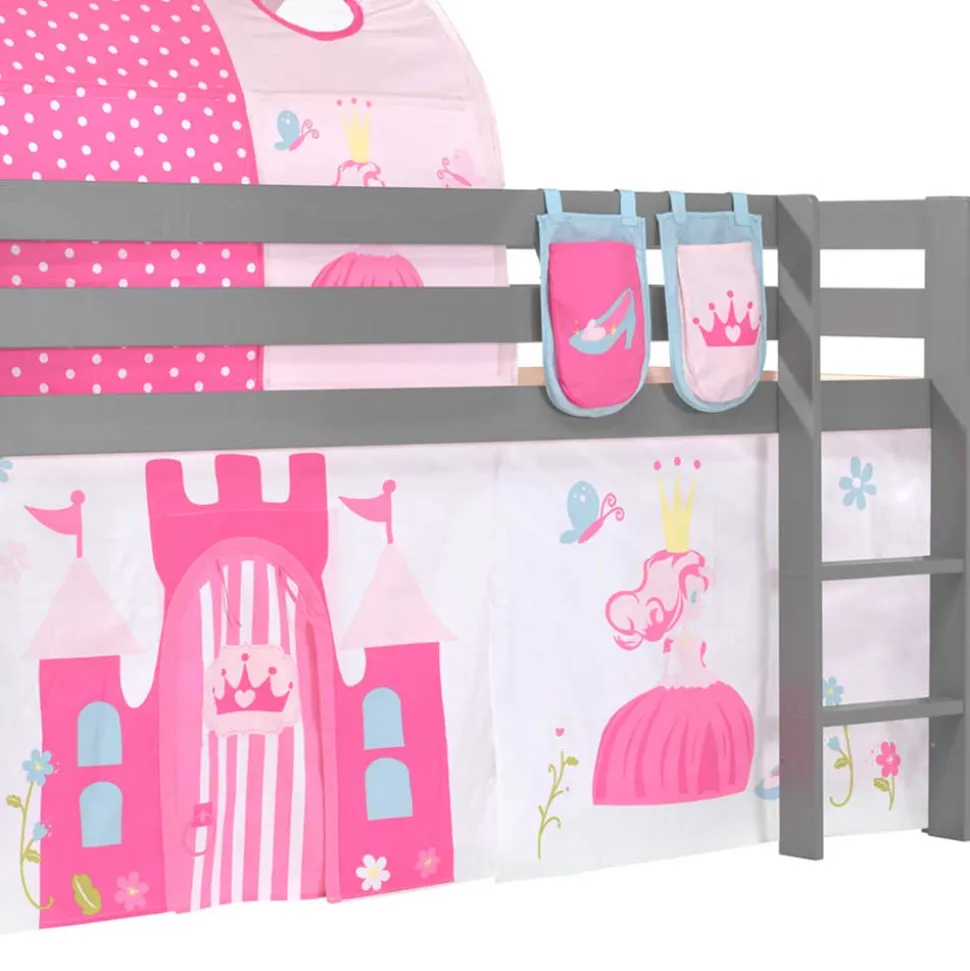 Graues Prinzessin Hochbett mit Tunnel - Lasito