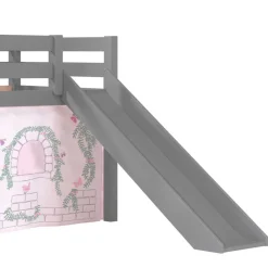 Graues Spielbett mit Rutsche aus Kiefer massiv - Delavidu