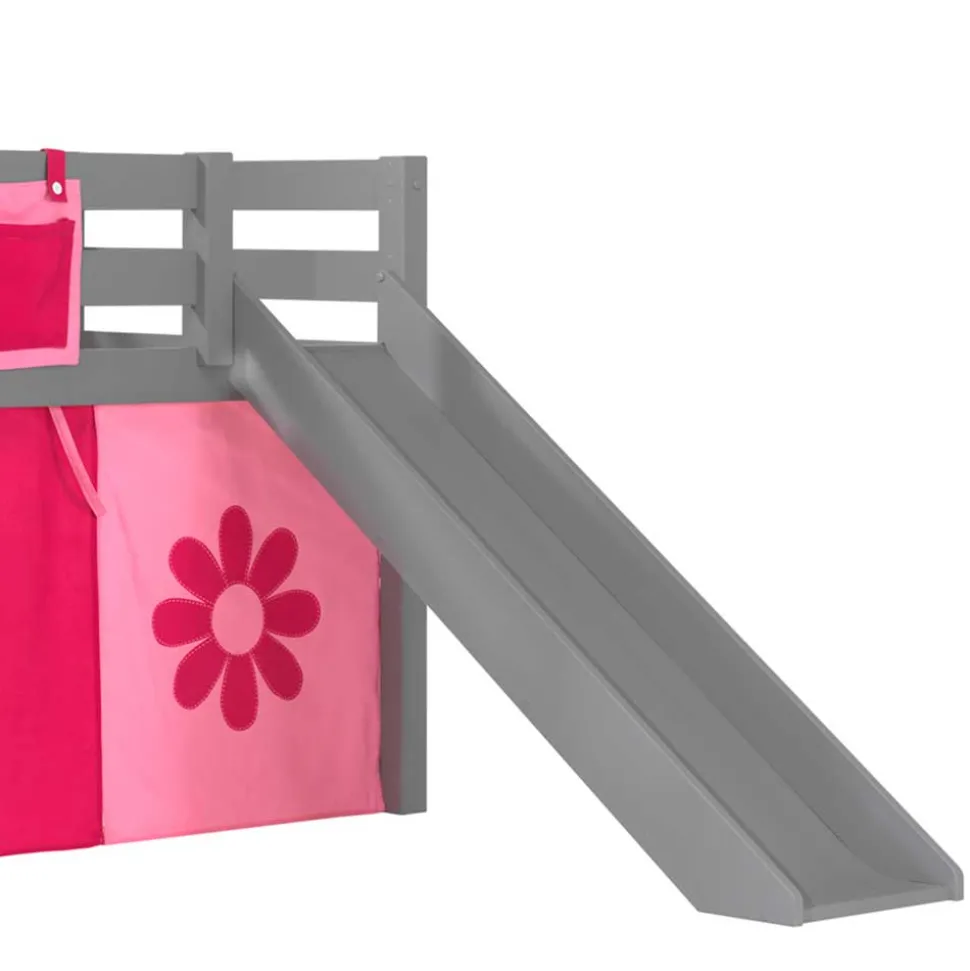 Graues Spielbett Rutschbett mit Vorhang - Taupos