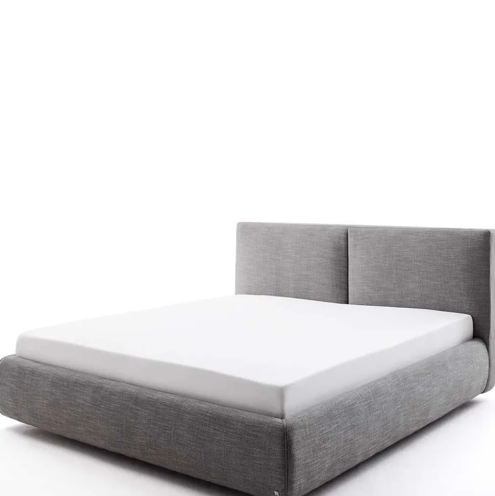 Graues Stoff Polsterbett mit Matratzen - Amber