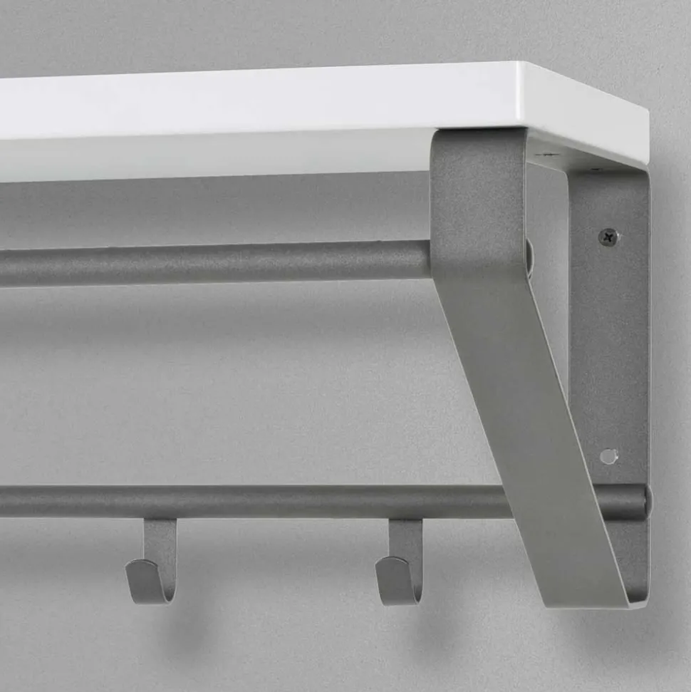 Grau-Weiße Hängegarderobe Probian mit Hutablage