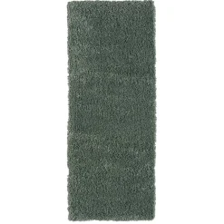 Grüner Läufer Teppich mit hohem Flor - Lura