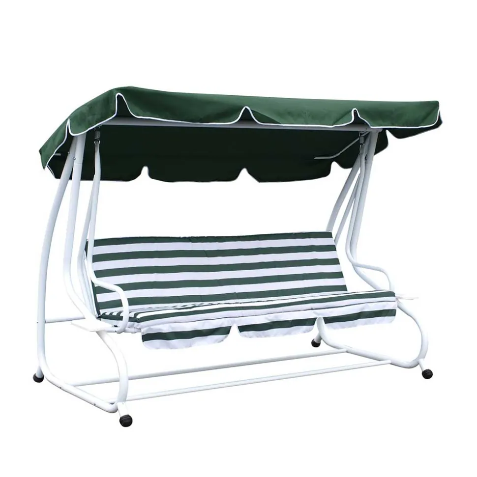Grün-weiße Hollywoodschaukel Lilames mit Streifen