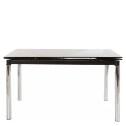 Großer Ausziehtisch aus Schwarzglas & Chrom - Tedyra