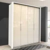 Großer Gleittüren Kleiderschrank in Creme Glasbeschichtung - Zidarie