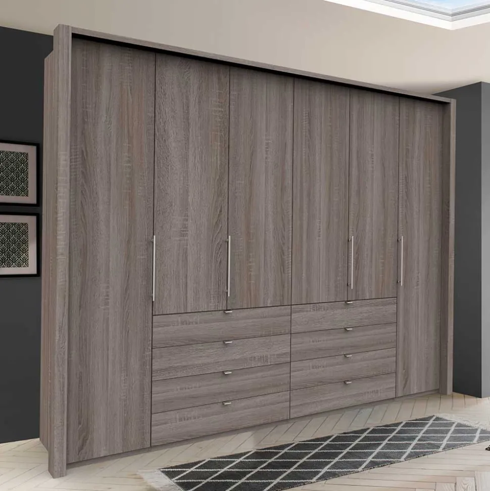 Großer Kleiderschrank im Holzlook foliert - Crenba