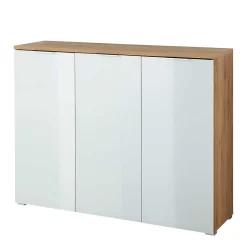 Großer Schuhschrank Reestyl mit Glas Weiß