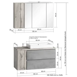 Großes Möbelset Badeinrichtung - Mia (fünfteilig)