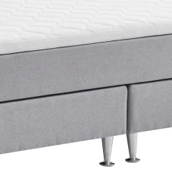 H3 Boxspringbett in Hellgrau Stoff & Chrom - Tuwedia