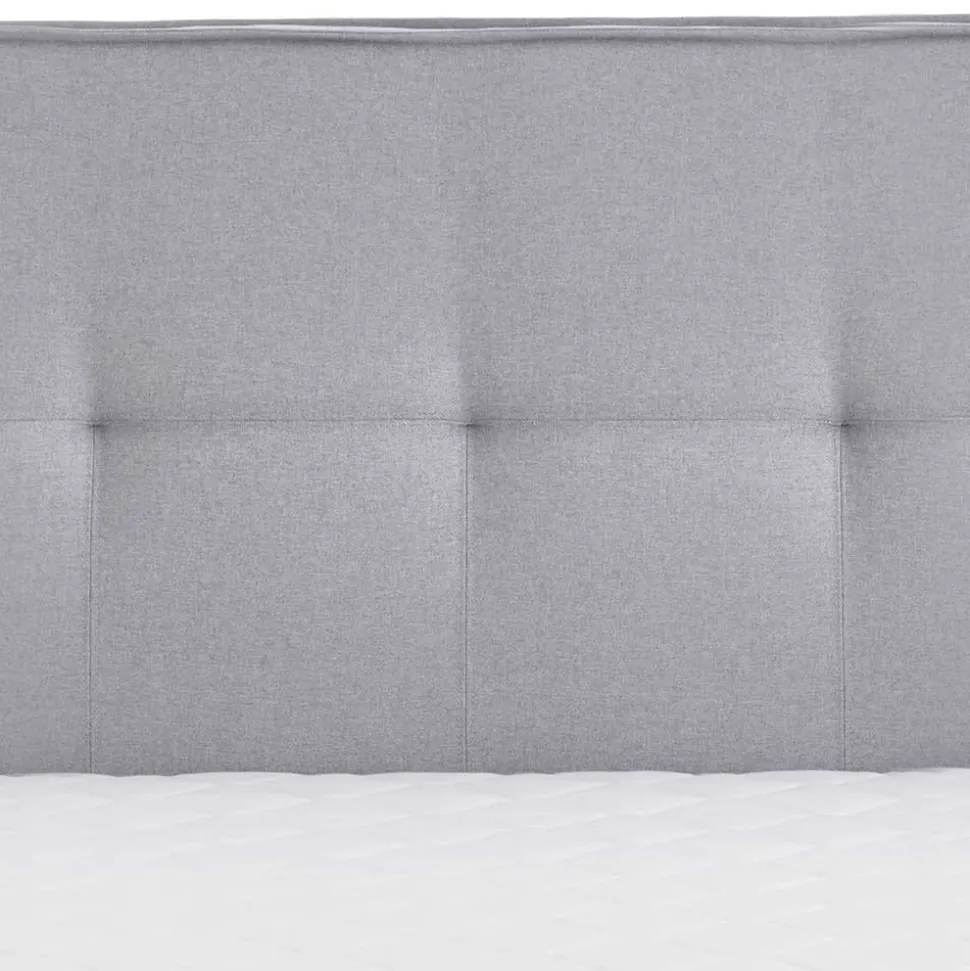 H3 Boxspringbett in Hellgrau Stoff & Chrom - Tuwedia