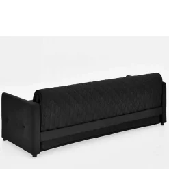 H2 Schlafcouch mit Topper in Schwarz Stoff - Casmanian