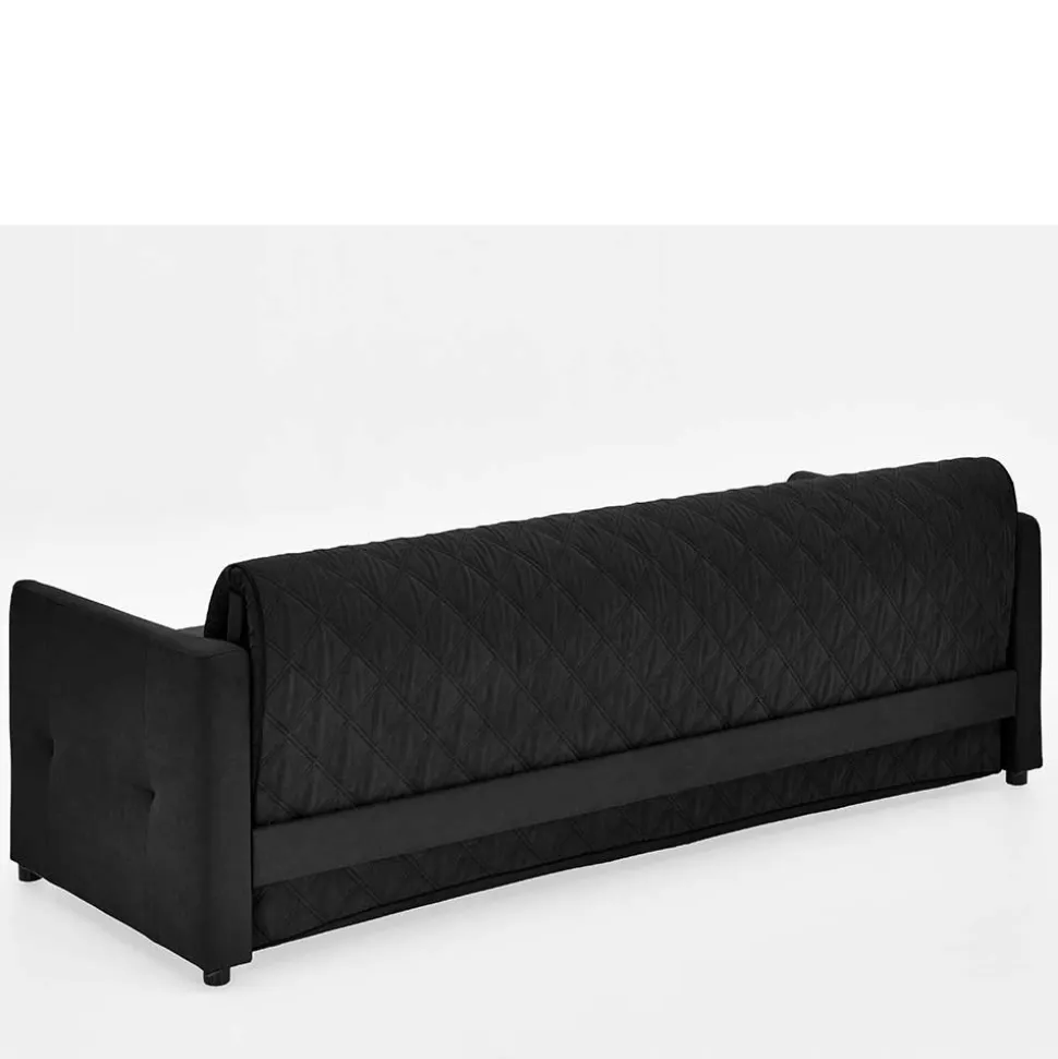 H2 Schlafcouch mit Topper in Schwarz Stoff - Casmanian