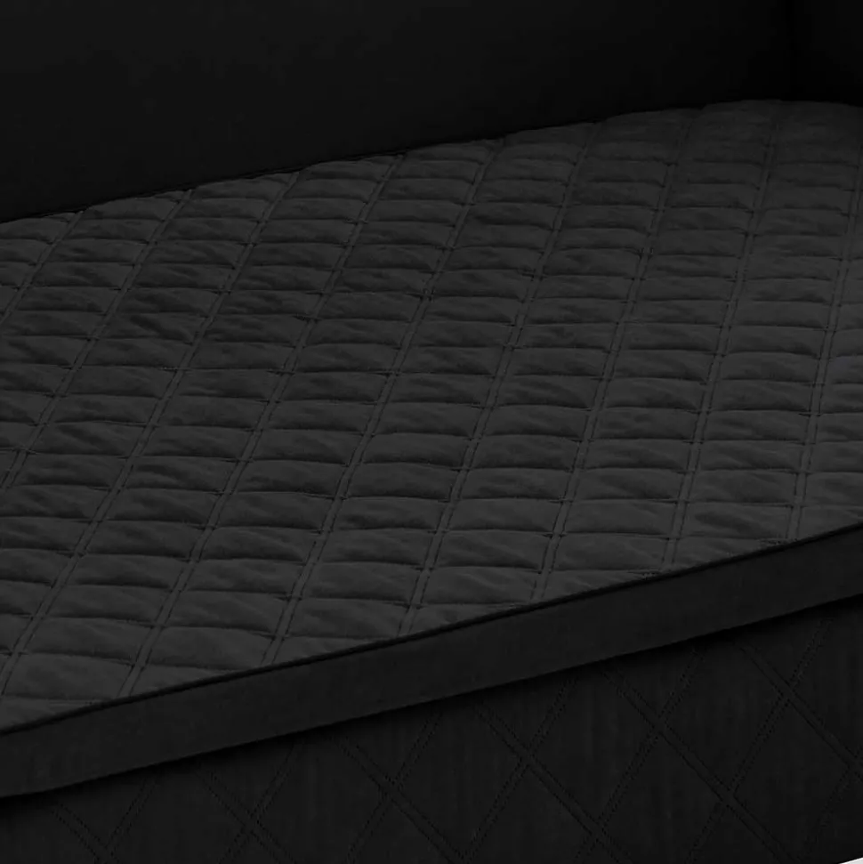 H2 Schlafcouch mit Topper in Schwarz Stoff - Casmanian