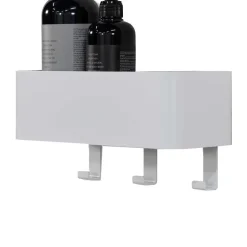 Hakenleiste mit Ablage aus weißem Stahl - Pino