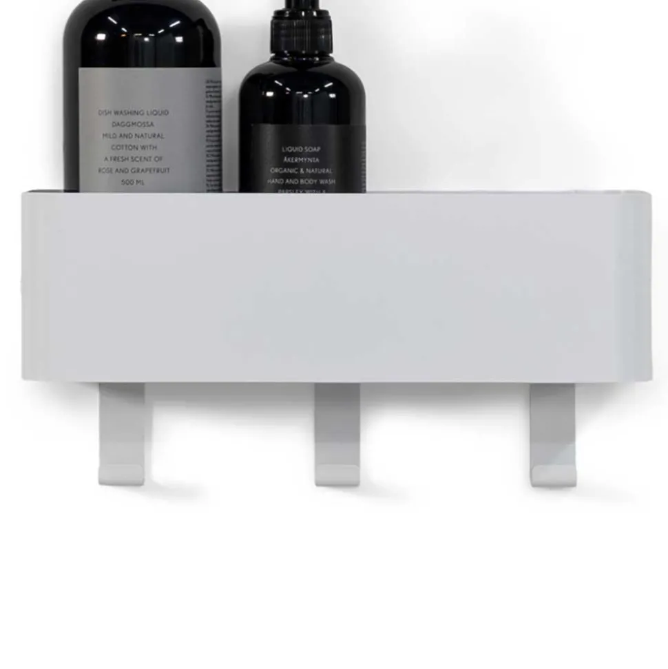 Hakenleiste mit Ablage aus weißem Stahl - Pino