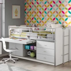 Halbhohes Kinderbett Boro in Weiß