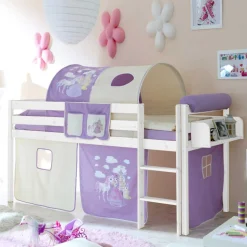 Halbhohes Kinderbett Safira im Prinzessin Design
