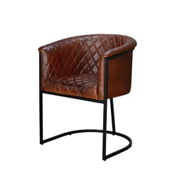 Halbrunder Tischsessel in Braun Leder - Liva