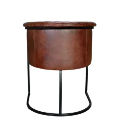 Halbrunder Tischsessel in Braun Leder - Liva