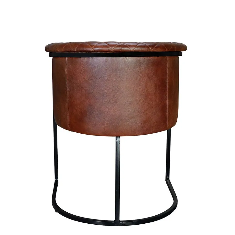 Halbrunder Tischsessel in Braun Leder - Liva