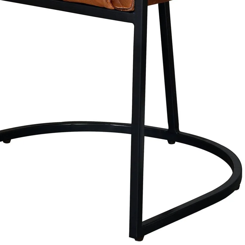 Halbrunder Tischsessel in Braun Leder - Liva